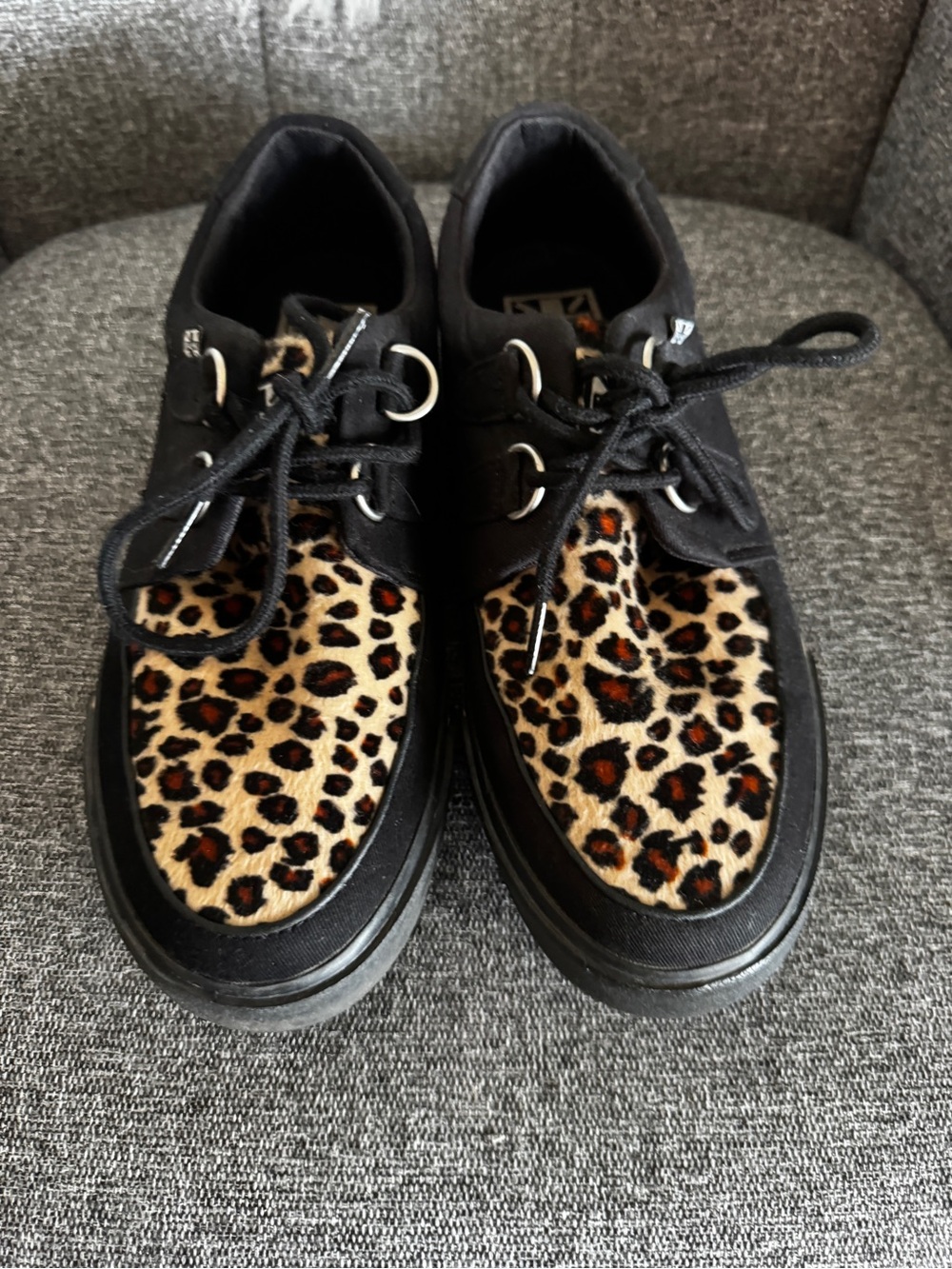 T.U.K Black Boat Shoes with Leopard Print Panel